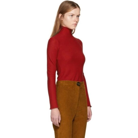 A.W.A.K.E. Sleek Octopus Turtleneck Size 36 US 4 Womens Red Awake $295 - Picture 13 of 14